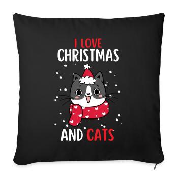 J’aime Noël et Chats Chat Noël - Housse de coussin décorative 45 x 45 cm - noir - Devant