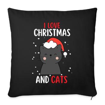 J’aime Noël et Chats Chat Noël - Housse de coussin décorative 45 x 45 cm - noir - Devant