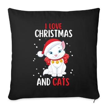 J’aime Noël et Chats Chat Noël - Housse de coussin décorative 45 x 45 cm - noir - Devant