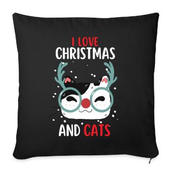 J’aime Noël et Chats Chat Noël - Housse de coussin décorative 45 x 45 cm - noir - Devant