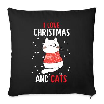J’aime Noël et Chats Chat Noël - Housse de coussin décorative 45 x 45 cm - noir - Devant