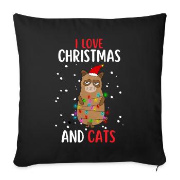 J’aime Noël et Chats Chat Noël - Housse de coussin décorative 45 x 45 cm - noir - Devant