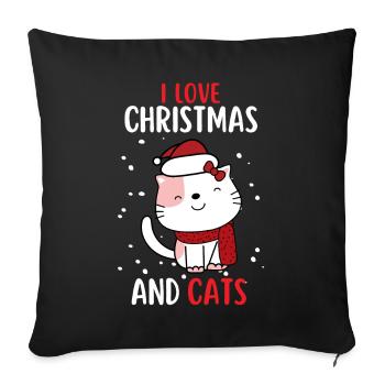 J’aime Noël et Chats Chat Noël - Housse de coussin décorative 45 x 45 cm - noir - Devant