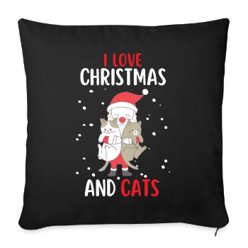 J’aime Noël et Chats Chat Noël - Housse de coussin décorative 45 x 45 cm - noir - Devant