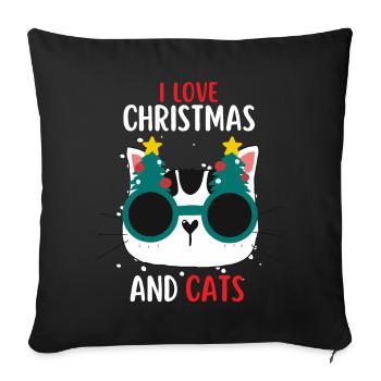 J’aime Noël et Chats Chat Noël - Housse de coussin décorative 45 x 45 cm - noir - Devant