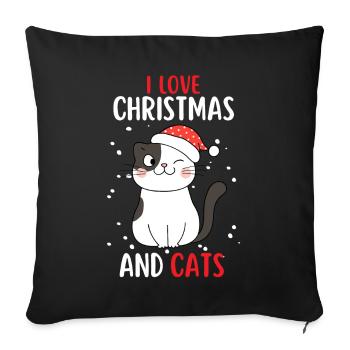 J’aime Noël et Chats Chat Noël - Housse de coussin décorative 45 x 45 cm - noir - Devant