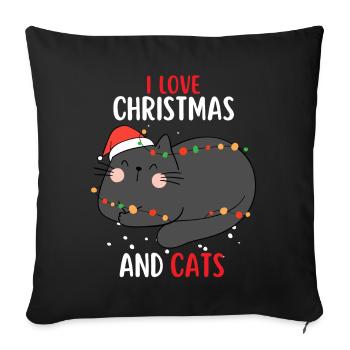 J’aime Noël et Chats Chat Noël - Housse de coussin décorative 45 x 45 cm - noir - Devant