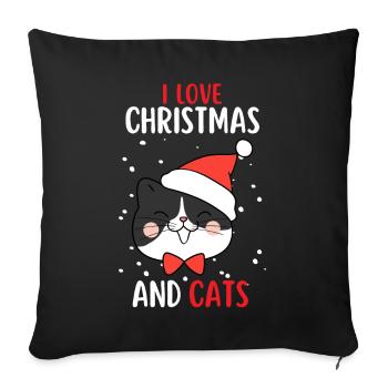 I Love Christmas and Cats Cat Christmas - Sofa pillowcase 17,3'' x 17,3'' (45 x 45 cm) - black - Front