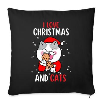 J’aime Noël et Chats Chat Noël - Housse de coussin décorative 45 x 45 cm - noir - Devant