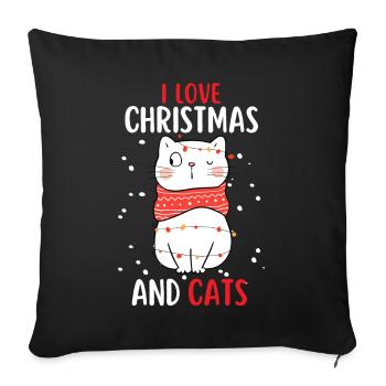 I Love Christmas and Cats Cat Christmas - Sofa pillowcase 17,3'' x 17,3'' (45 x 45 cm) - black - Front