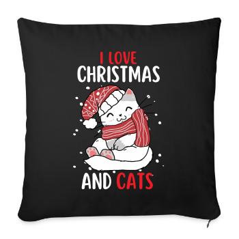 I Love Christmas and Cats Cat Christmas - Sofa pillowcase 17,3'' x 17,3'' (45 x 45 cm) - black - Front