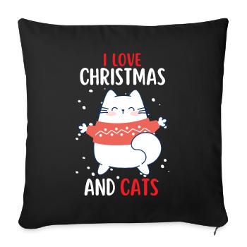 I Love Christmas and Cats Cat Christmas - Sofa pillowcase 17,3'' x 17,3'' (45 x 45 cm) - black - Front