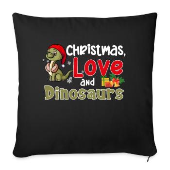 Dino Junge Boy Kinder Weihnachen Liebe Dinosaurier - Sofakissenbezug 45 x 45 cm - Schwarz - Vorne