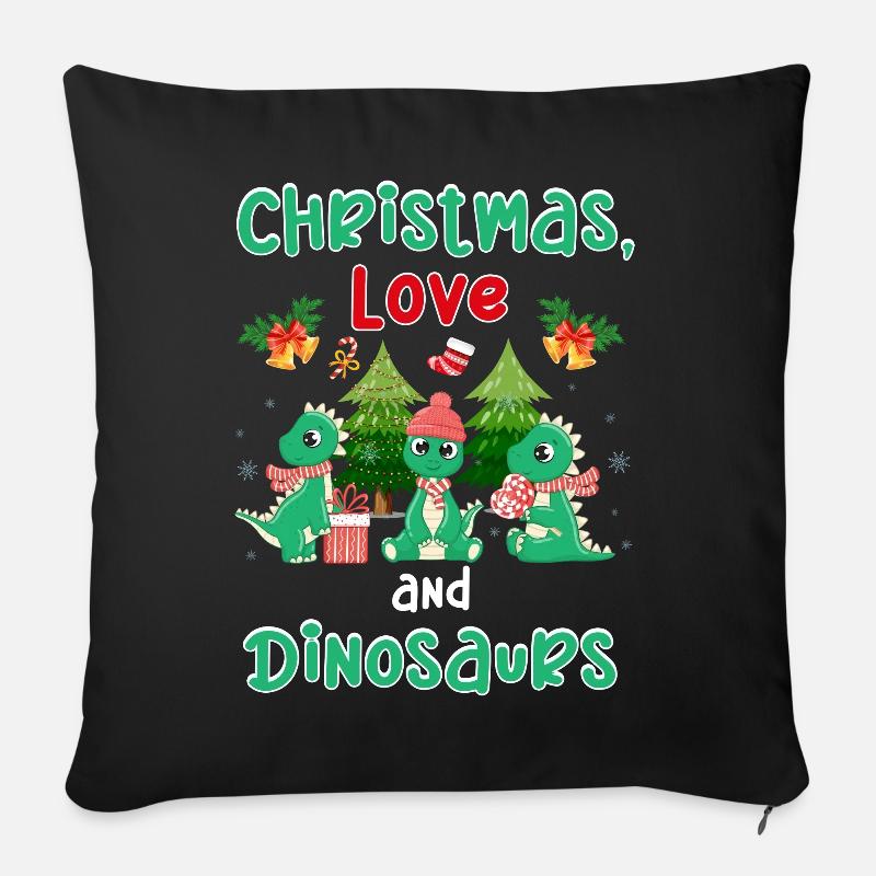 Dieser Junge liebt Dinosaurier Kids Boy Junge Dino - Sofakissenbezug 45 x 45 cm - Schwarz