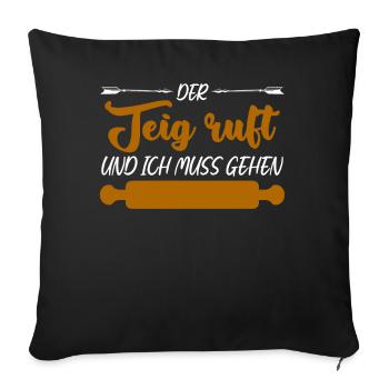 Bäcker Backen Teig kneten Bäckerei - Sofakissenbezug 45 x 45 cm - Schwarz - Vorne
