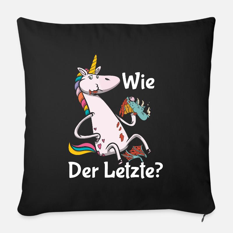 Drachen Wie Das Letzte Einhorn frisst Drache - Sofakissenbezug 45 x 45 cm - Schwarz