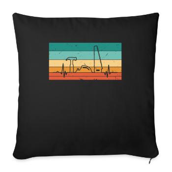 Vintage heartbeat carpenter wood craftsman - Sofa pillowcase 17,3'' x 17,3'' (45 x 45 cm) - black - Front