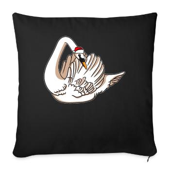 Schwan mit Christmas Sweater - Sofakissenbezug 45 x 45 cm - Schwarz - Vorne