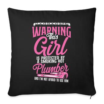 Plumbing Plumber Girlfriend Wife - Sofa pillowcase 17,3'' x 17,3'' (45 x 45 cm) - black - Front