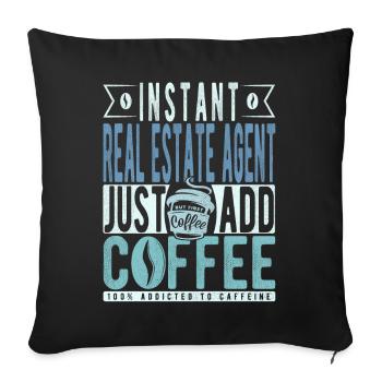 Real estate agent coffee saying - Sofa pillowcase 17,3'' x 17,3'' (45 x 45 cm) - black - Front