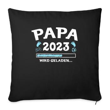 Papa 2023 wird geladen Gamer Fußball - Sofakissenbezug 45 x 45 cm - Schwarz - Vorne