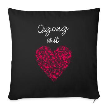 Qigong mit Herz Altnernative Medizinerin Yin-Yang - Sofakissenbezug 45 x 45 cm - Schwarz - Vorne