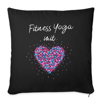 Fitness Yoga mit Herz Yogalehrerin Fitnessstudio - Sofakissenbezug 45 x 45 cm - Schwarz - Vorne
