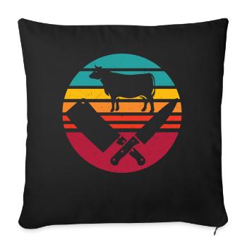 Butcher And Meat Cutter In Vintage Sunset - Sofakissenbezug 45 x 45 cm - Schwarz - Vorne
