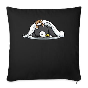 Drôle de pingouin endormi avec sommeil - Housse de coussin décorative 45 x 45 cm - noir - Devant