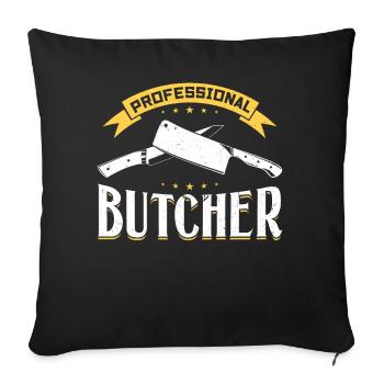 Boucher professionnel - Découpeur de viande - Housse de coussin décorative 45 x 45 cm - noir - Devant