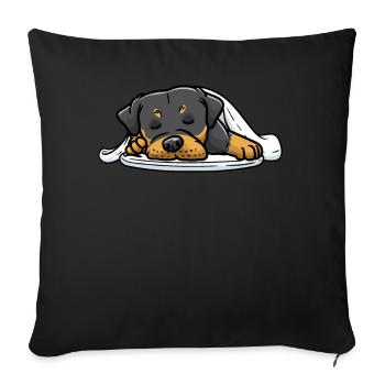 Rottweiler Chien endormi - Housse de coussin décorative 45 x 45 cm - noir - Devant