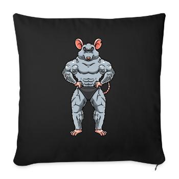 Rat Fitness Gym Motivation - Sofa pillowcase 17,3'' x 17,3'' (45 x 45 cm) - black - Front