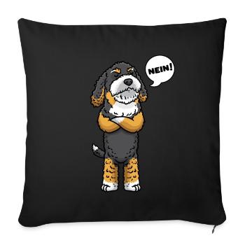 Bernedoodle Hund Stur Nein - Sofakissenbezug 45 x 45 cm - Schwarz - Vorne