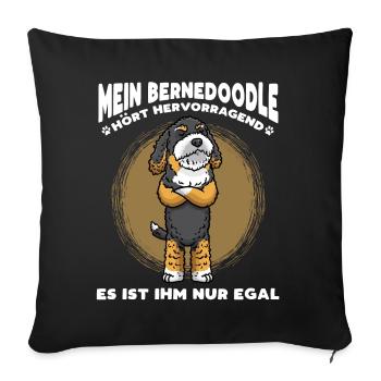 Stur Bernedoodle Hund - Sofakissenbezug 45 x 45 cm - Schwarz - Vorne