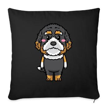 Bernedoodle Dog Laughing Emoticon Kawaii - Sofa pillowcase 17,3'' x 17,3'' (45 x 45 cm) - black - Front