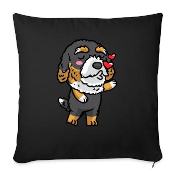 Bernedoodle Dog Laughing Emoticon Kawaii - Sofa pillowcase 17,3'' x 17,3'' (45 x 45 cm) - black - Front