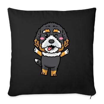 Bernedoodle Dog Laughing Emoticon Kawaii - Sofa pillowcase 17,3'' x 17,3'' (45 x 45 cm) - black - Front