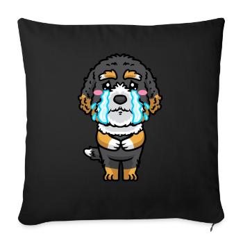 Bernedoodle Dog Laughing Emoticon Kawaii - Sofa pillowcase 17,3'' x 17,3'' (45 x 45 cm) - black - Front
