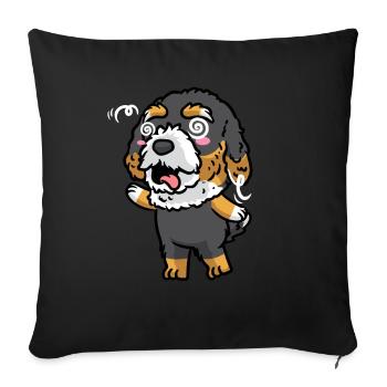 Bernedoodle Dog Laughing Emoticon Kawaii - Sofa pillowcase 17,3'' x 17,3'' (45 x 45 cm) - black - Front