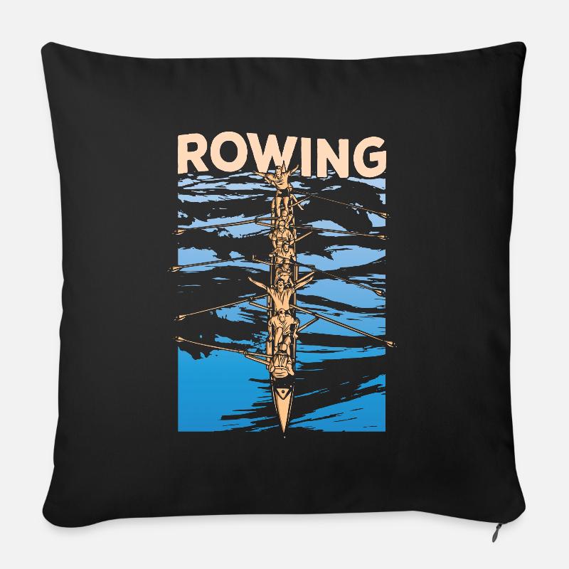 Rudern Ruder Ruderer Rudersport Ruderboot - Sofakissenbezug 45 x 45 cm - Schwarz