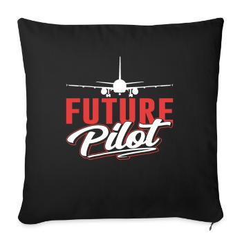Future Pilot Light Aircraft Jet Light Aircraft - Sofa pillowcase 17,3'' x 17,3'' (45 x 45 cm) - black - Front