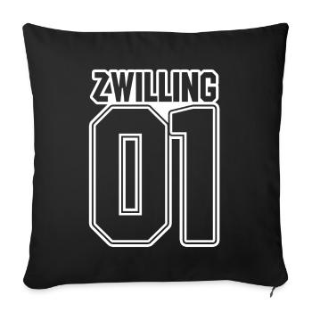 Zwillingsgeschwister Zwilling Zwillinge - Sofakissenbezug 45 x 45 cm - Schwarz - Vorne