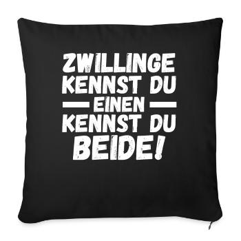 Zwillingsgeschwister Zwilling Zwillinge - Sofakissenbezug 45 x 45 cm - Schwarz - Vorne