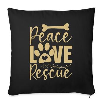 Sauvetage d’animaux Paix Amour Adoption Sauveteur d’animaux - Housse de coussin décorative 45 x 45 cm - noir - Devant