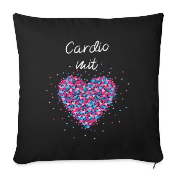 Cardio mit Herz Cardiotraining Krafttraining - Sofakissenbezug 45 x 45 cm - Schwarz - Vorne