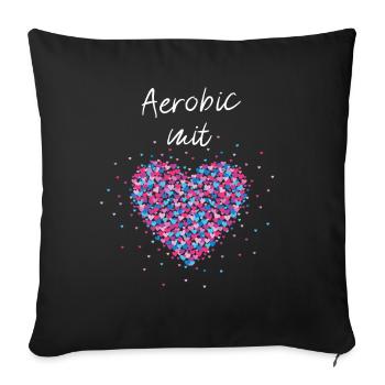Aerobic mit Herz rhytmische Bewegung Sport Musik - Sofakissenbezug 45 x 45 cm - Schwarz - Vorne