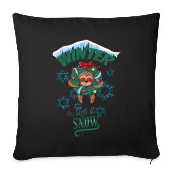 Faultier Weihnachten Winter T-Shirt - Sofakissenbezug 45 x 45 cm - Schwarz - Vorne