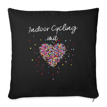 Indoor Cycling mit Herz Fitnessstudio - Sofakissenbezug 45 x 45 cm - Schwarz - Vorne