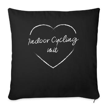 Indoor Cycling mit Herz Workout Spin - Sofakissenbezug 45 x 45 cm - Schwarz - Vorne