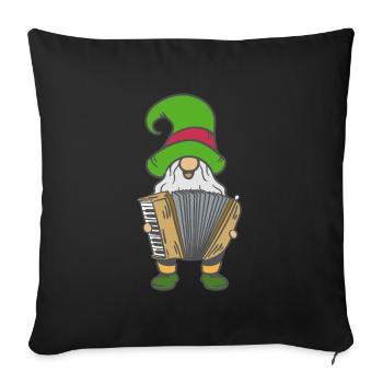 Weihnachtswichtel Akkordeon - Akkordeonspieler - Sofakissenbezug 45 x 45 cm - Schwarz - Vorne